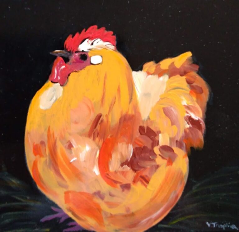 Acrylique sur bois - poule