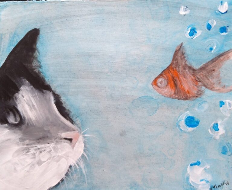 Acrylique sur bois - chat